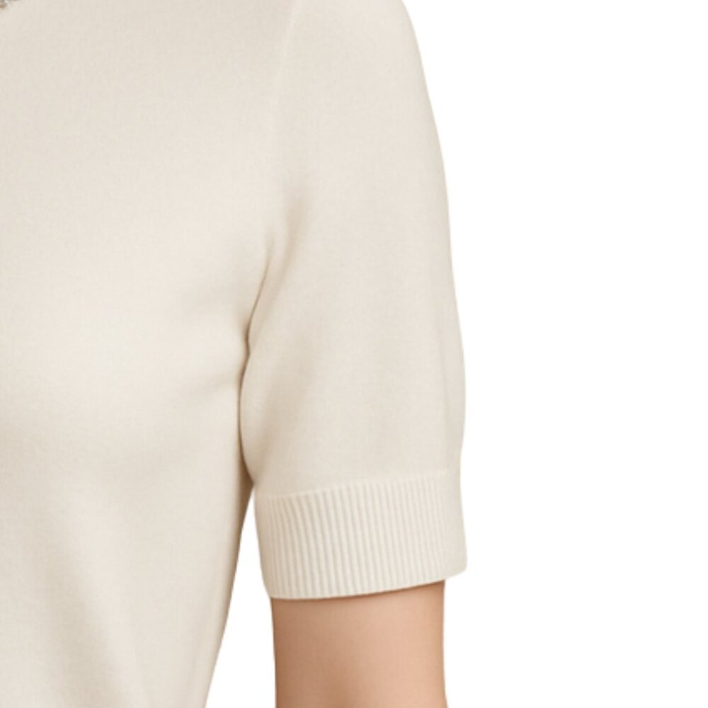 NWOT Elegant Very Soft Beaded Neckline Feminine Knit Top - Picture 5 of 16